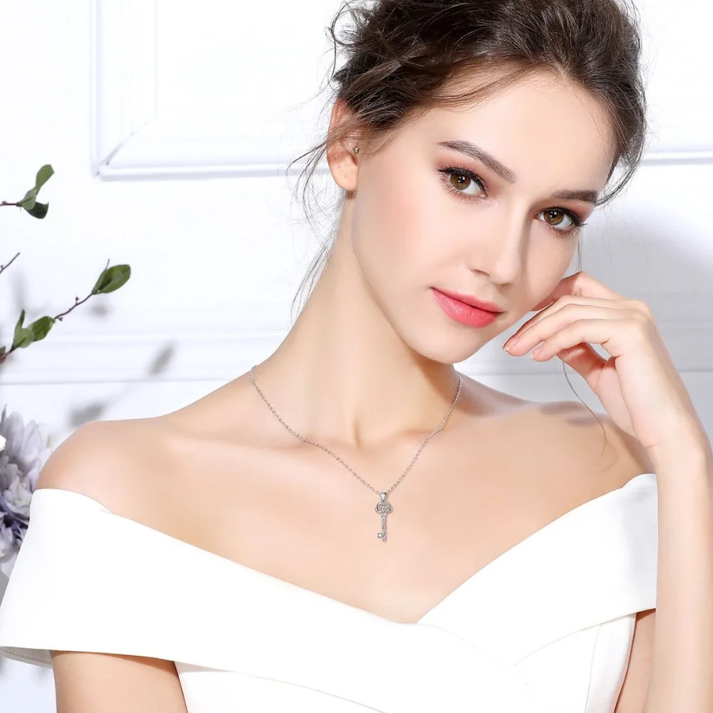 

Eudora 925 Sterling Silver Key Pendant Necklace Irish Celtics Love Knot Lucky Necklace Sliver Fine jewelry For Women CYD397