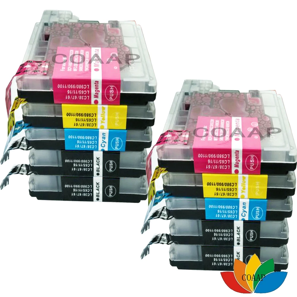 

10 Ink cartridges LC980 LC1100 Compatible for DCP-145C DCP-165C DCP-167C & MFC-490CN MFC-490CW Printers