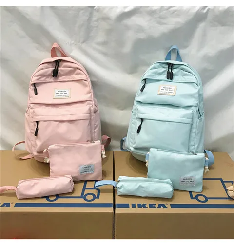 Нейлоновый женский рюкзак, Одноцветный рюкзак Mochilas, женская сумка на плечо для девочки-подростка, школьная сумка, рюкзак
