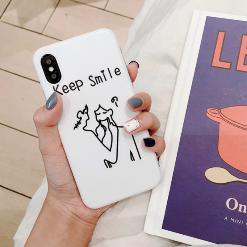 POBLU Funny Cartoon Keep Smile TPU Case For iphone X XS Fashion IMD Soft Silicone 6s 7 8 8plus Back Cover Shell |