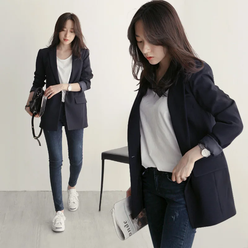 Women's suit jacket female 2018 autumn new slim casual black small professional wear temperament solid color wild | Женская одежда