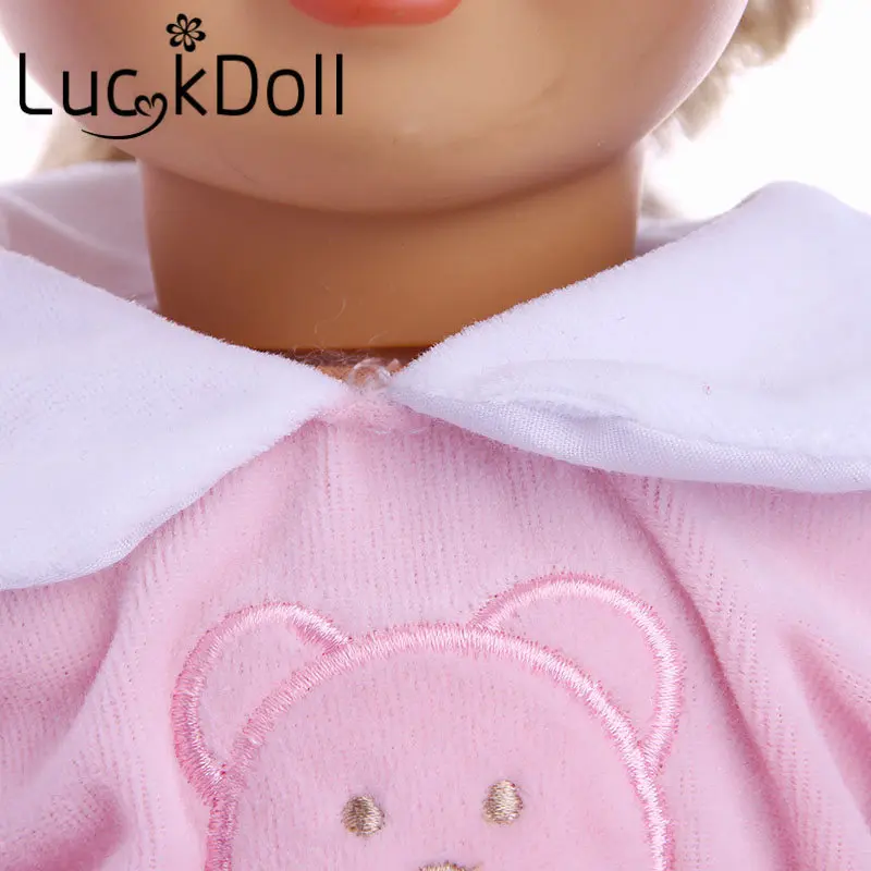 Костюм с принтом розового медведя LUCKDOLL 18 дюймов американская кукла 43 см
