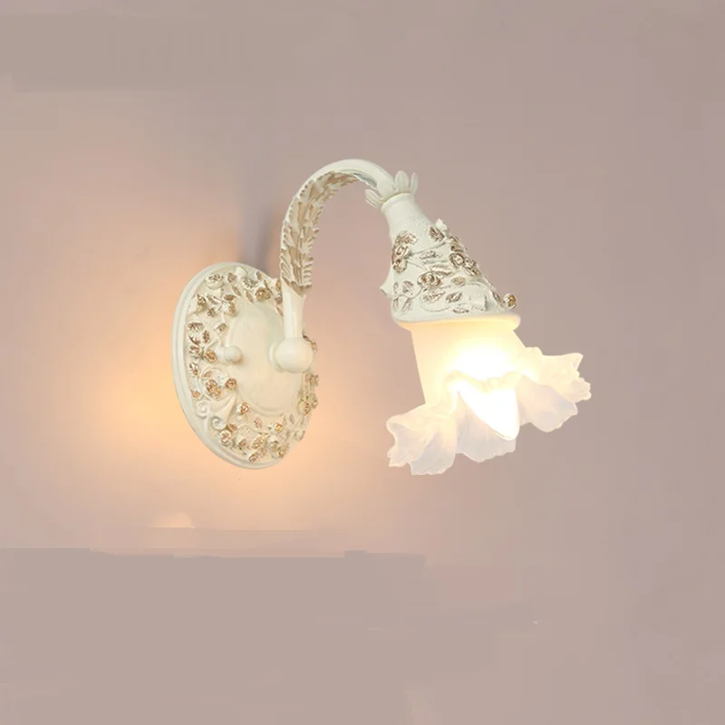 Европейский стиль стеклянные цветочные Настенные светильники прикроватная