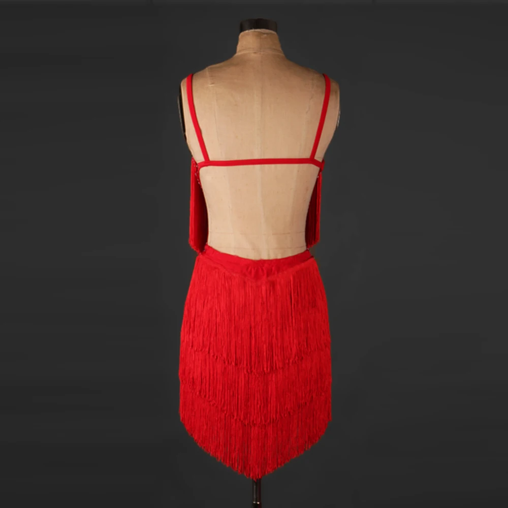 

2019 Hot Women Lady Latin Dance Dress Customize XXS-XXL Rhinestone Tassel Sleeveless Skirt Dance Latin Dance Wear Club Dresses