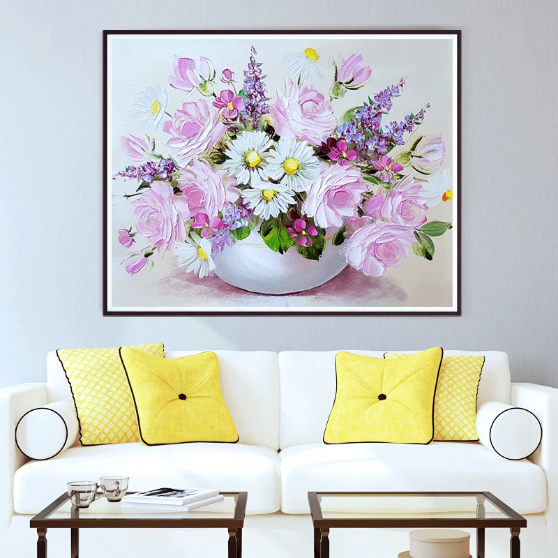 Алмазная вышивка huacan Flowers полная круглая картина Стразы 5D Сделай Сам алмазная живопись крест стежка-Маргаритка рукоделие