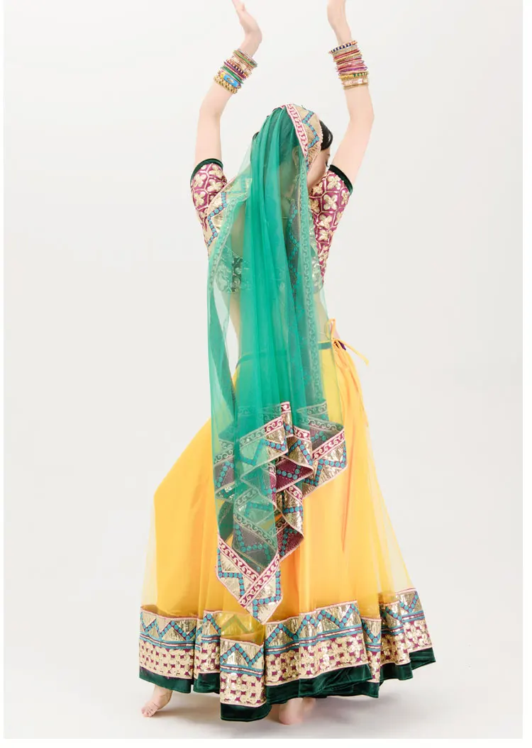 Женский костюм для выступлений в индийском стиле Lehenga Choli с топом вуалью и юбкой |