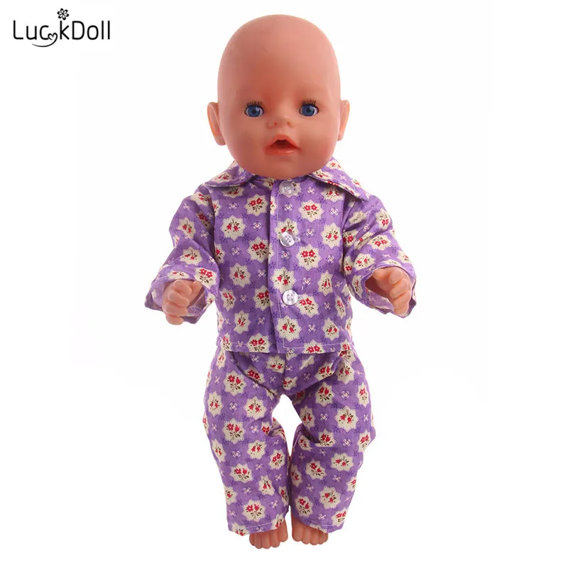 LUCKDOLL/Пижамный костюм с пуговицами подходит для 18 дюймов американский размер 43 см