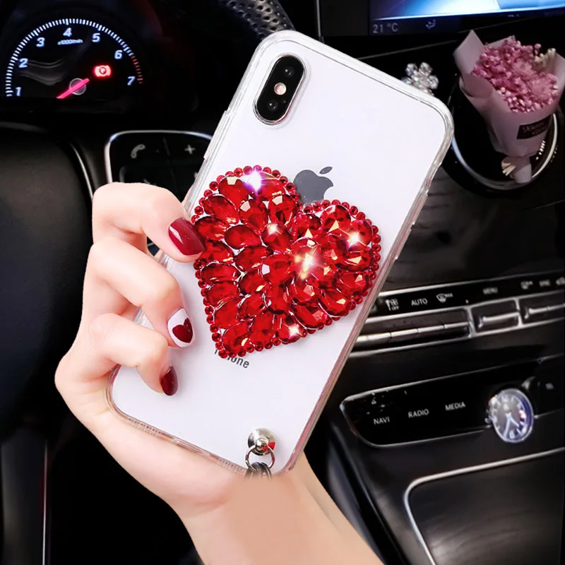 Rheinruby Блестящий Алмазный Стразы любящее сердце чехол для iPhone X XS XR Max 6 6S 7 8 плюс