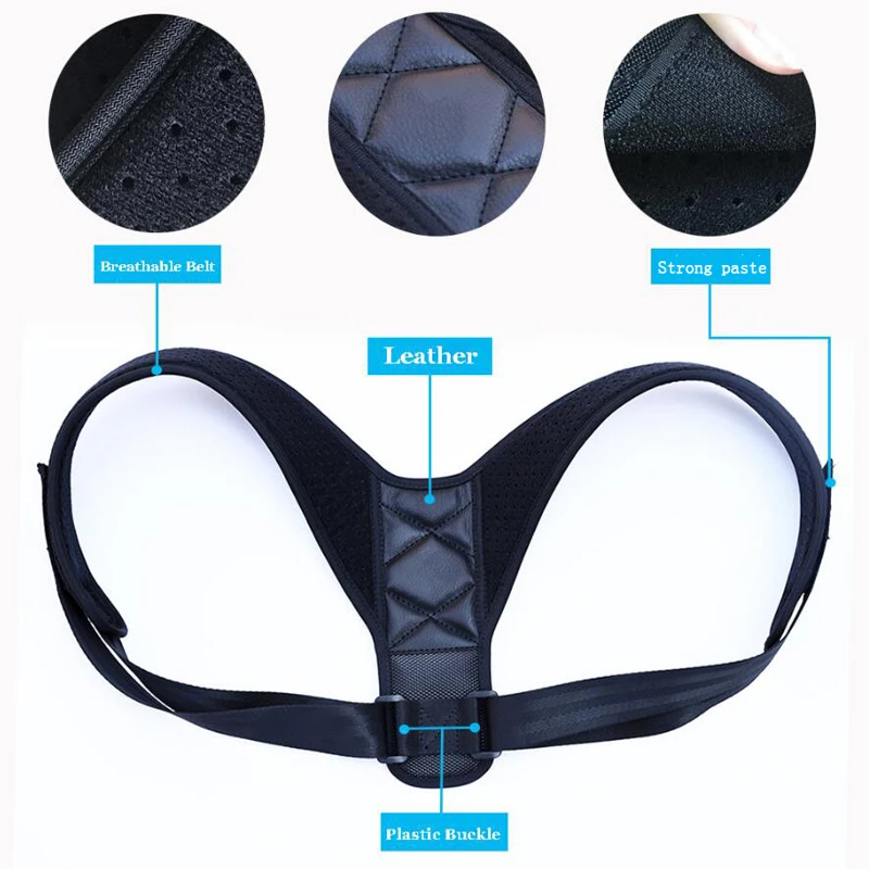 

Men and Women Back Shoulder Posture Corrector Breathable Back Support for Sport Safety Black Back Bandage Adjust Shoulder Strap