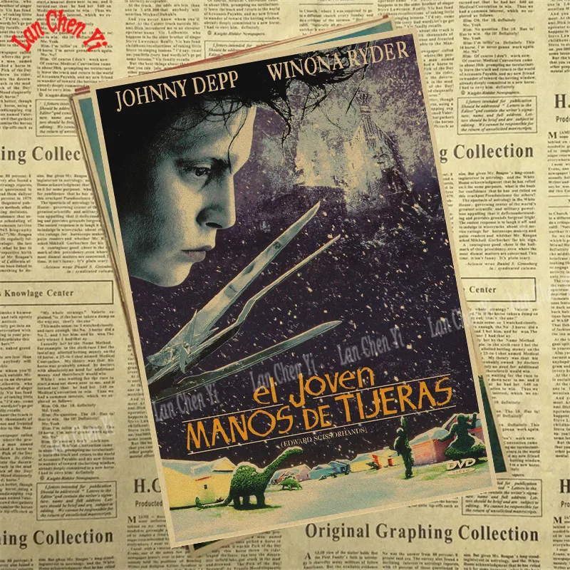 Эдварда Scissorhands винтажная крафт-бумага классический фильм постер художественные изделия для стен бумага краска Наклейка Декор кафе - Цвет: Тёмно-синий