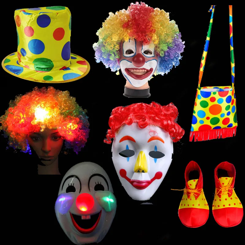 Fun Clown Hat Hair Wig Mask Shoes Bag Wear Performance Cosplay Party Props Costumes Supplies Halloween Costume Purim|cosplay props|halloween