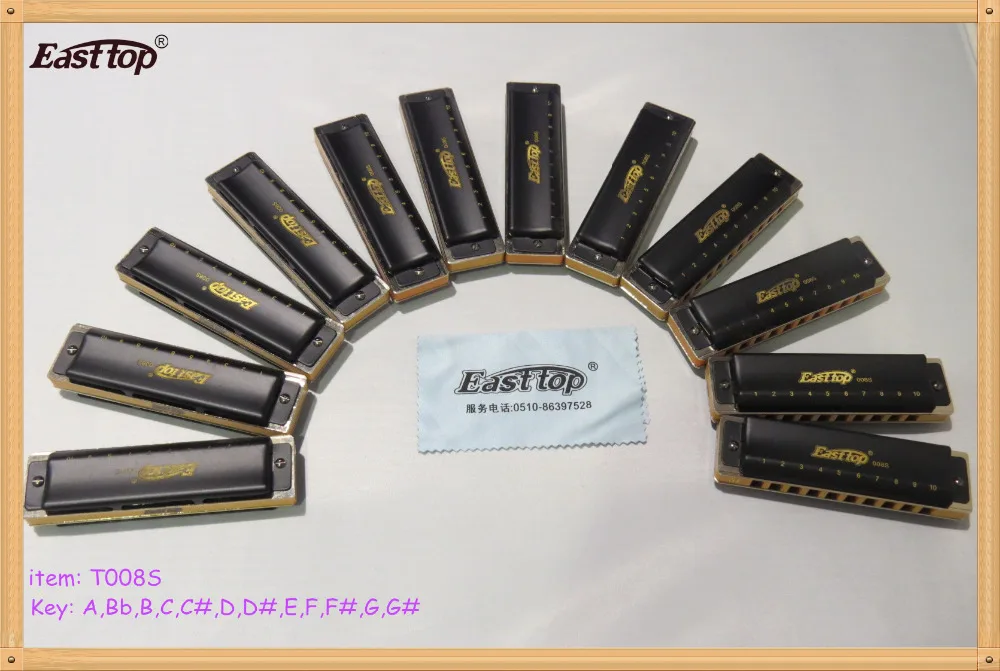 EASTTOP профессиональная Губная гармошка T008S блюз Арфа 12 клавиш Набор музыка металл