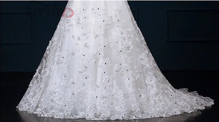 Новые Стиль Белый Принцесса Кружева аппликации Бисер блестками без бретелек