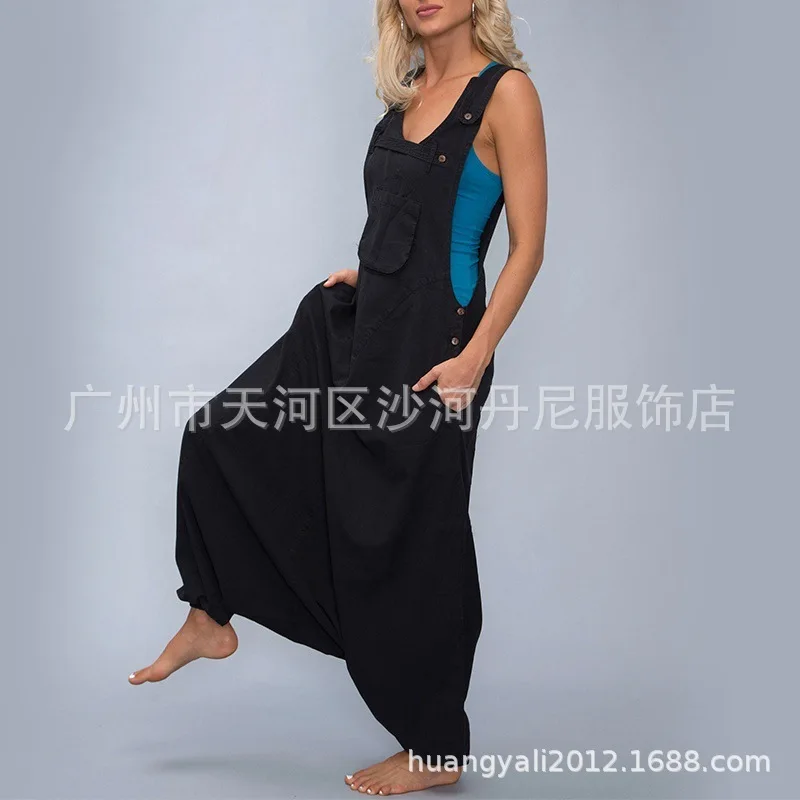 Модный однотонный женский комбинезон 2018 Элегантный Повседневный без рукавов