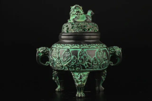 Китайская Винтажная Коллекция старинное бронзовое литье духовный Лев Будда