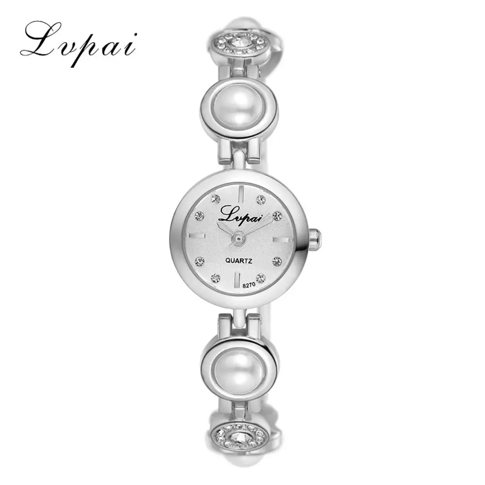 Silver White Lvpai Брендовые Часы с браслетом жемчужные женские роскошные часы с кристаллами наручные часы женские модные повседневные кварцевые часы reloj mujer - Цвет: Silver White