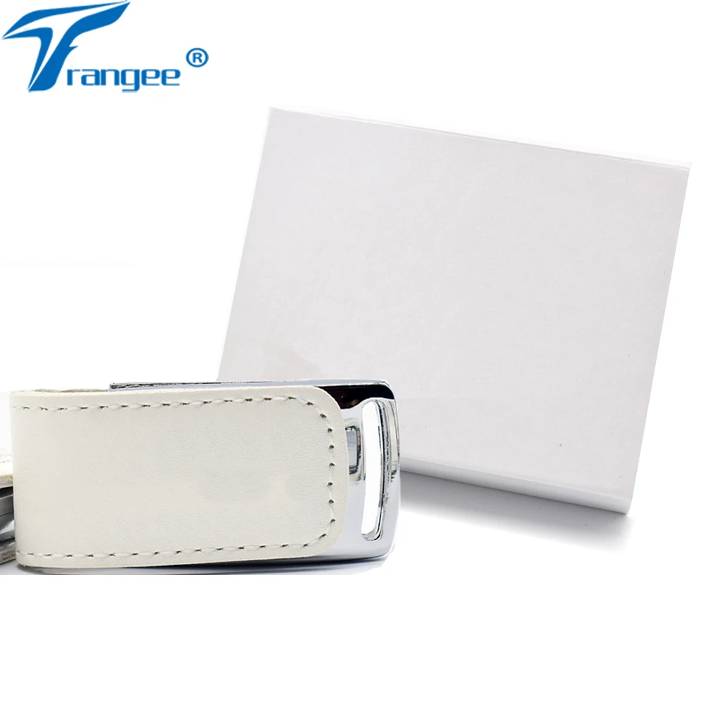 Trangee белый кожаный USB флеш накопитель 4 ГБ 8 16 2 0 32 с подарочной картонной