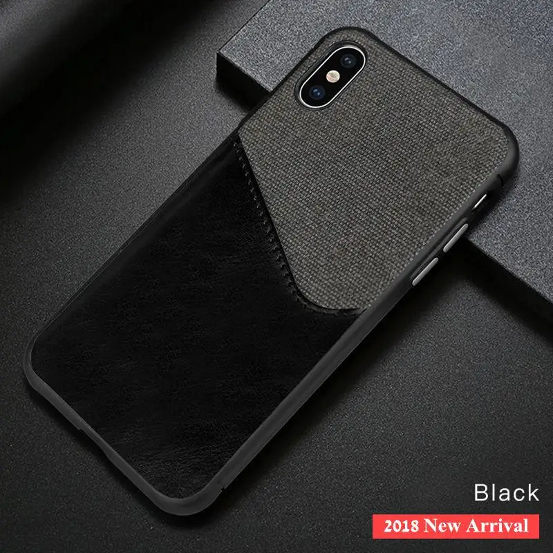 Black VRSDES из искусственной кожи жесткий чехол для iPhone 7 8 Plus X 6 6S XS XR чехол карточка из ткани Слот Чехол для samsung Galaxy S9 S8 Plus Note9 8 - Цвет: Black