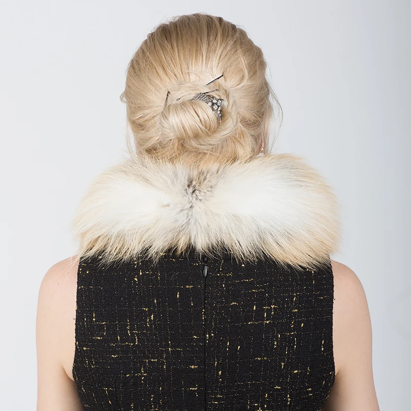 90 см Зимние Модные теплые из натурального Лисьего меха воротники для пальто