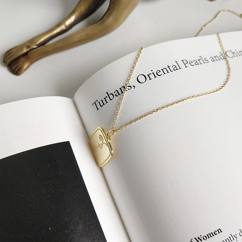 WTLTC Gold Color Artsy Abstract Face Pendant Necklaces Femme 925 Sterling Sliver Necklace Personality Custom Choker Geometrical | Украшения
