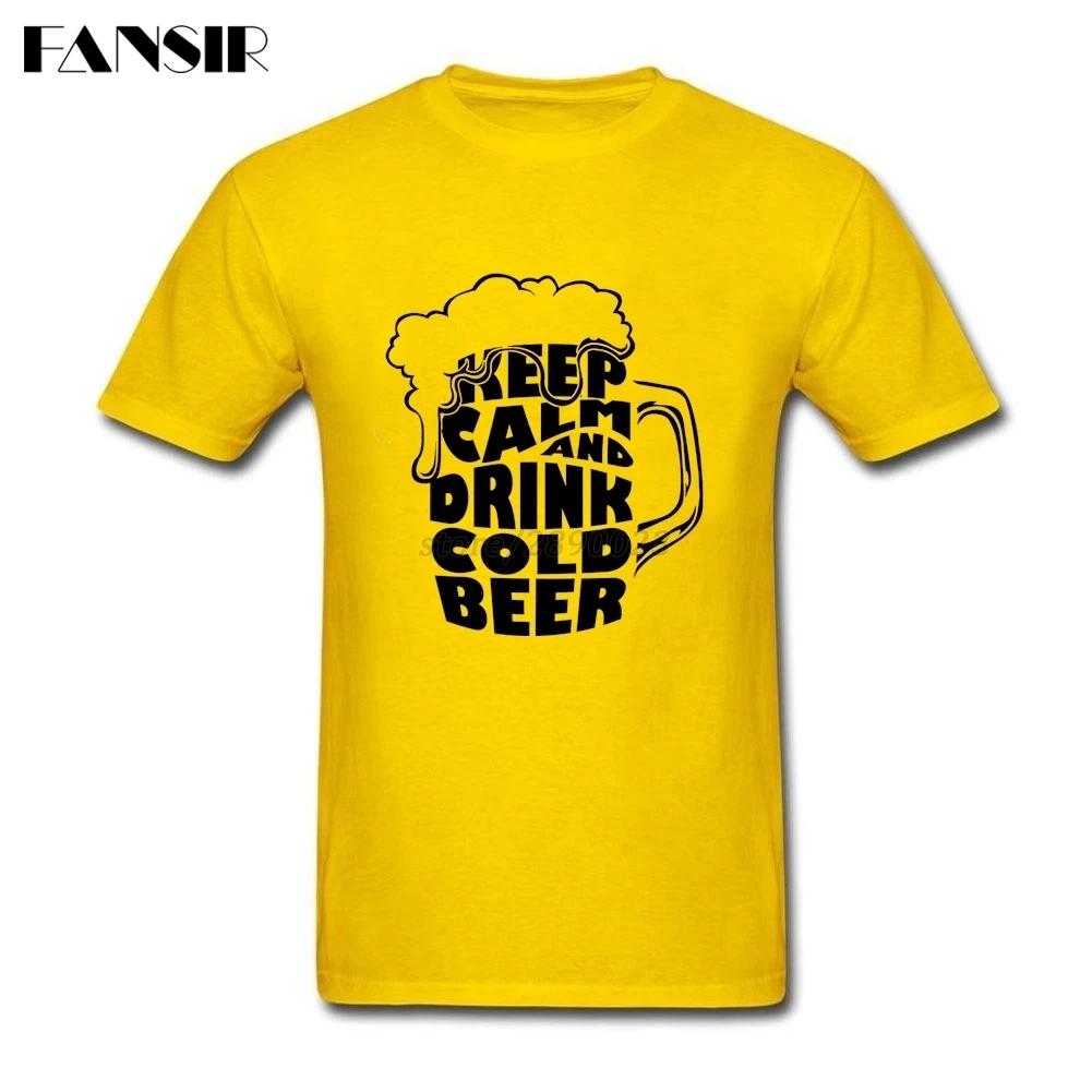 Модная мужская футболка Мужская с надписью Keep Calm Drink Cold Beer 100% хлопок коротким