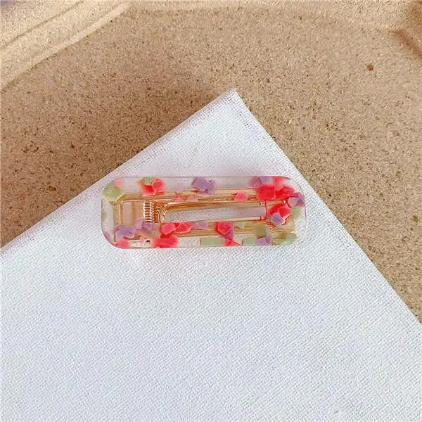 1 New Hot Women Colorful Acrylic Hollow Waterdrop Rectangle Hair Clips Girls Acetate Hairpins Barrettes Hair Styling Accessories - Цвет: 1