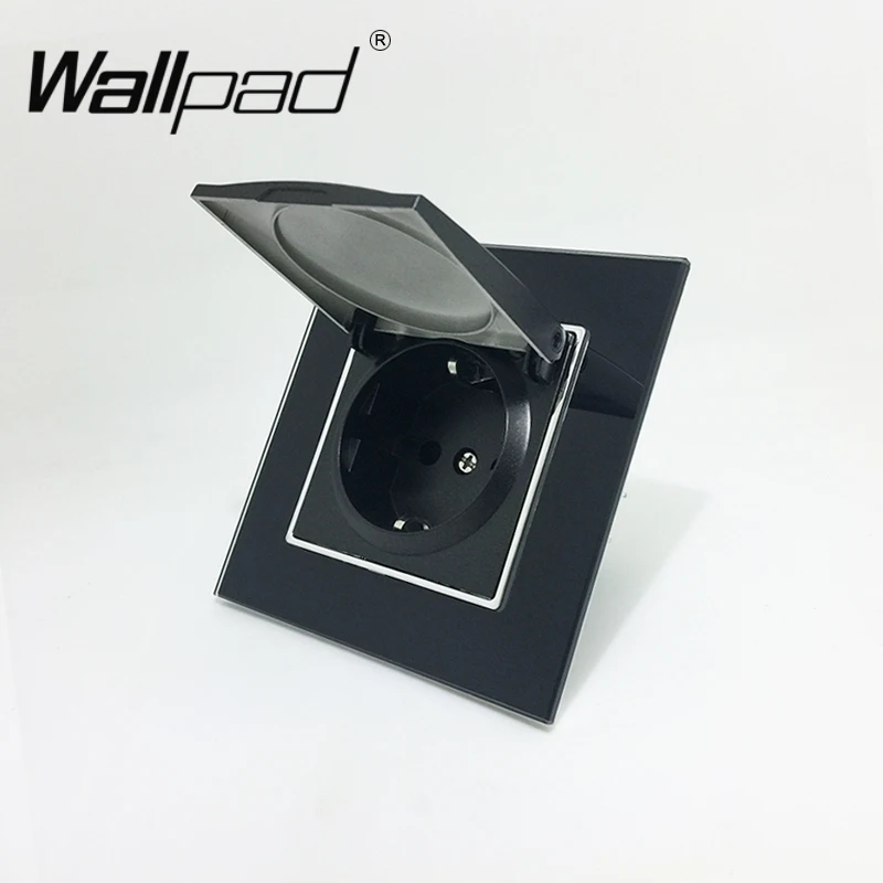 EU socket with Cover 1 местный промежуточный светильник переключатель Wallpad 110-250V черный Стекло ЕС Европейский 1 Gang 3 Way Управление переключатель с Зажим для крепления - Цвет: EU socket with Cover
