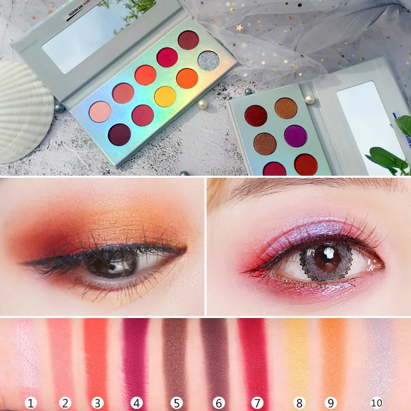 10 видов цветов сексуальные сезонные ограниченные тени для век Палитра мерцающие