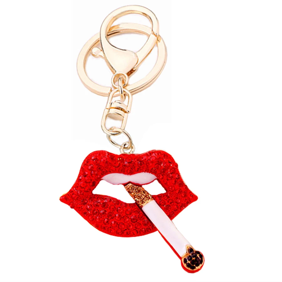 Модный металлический Кристальный сексуальный брелок для ключей в виде губ