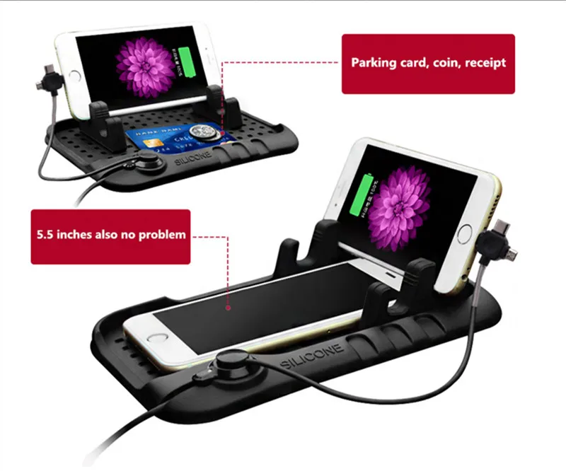 Магнитный Противоскользящий коврик из силикагеля с USB навигацией для автомобиля