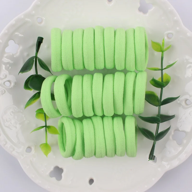 light green Новые очаровательные эластичные резинки для волос для молодых и энергичных девочек, детские волосы на кольцевом креплении, аксессуары для детей 100 шт./партия - Цвет: light green