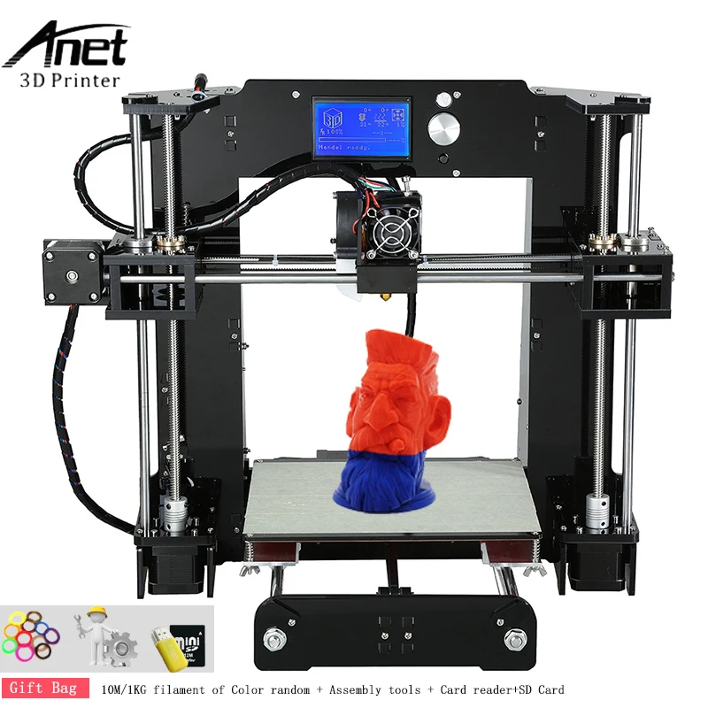 Anet A6 дешевый 3d принтер s DIY прецизионный новейший апгрейд опционально 1 кг нити