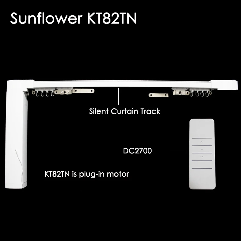 Dooya бесшумный моторизованный карниз для штор DT82/KT82TN/KT82LE комплект электродвигателей для штор для умного дома полностью комплект - Цвет: KT82TN Set