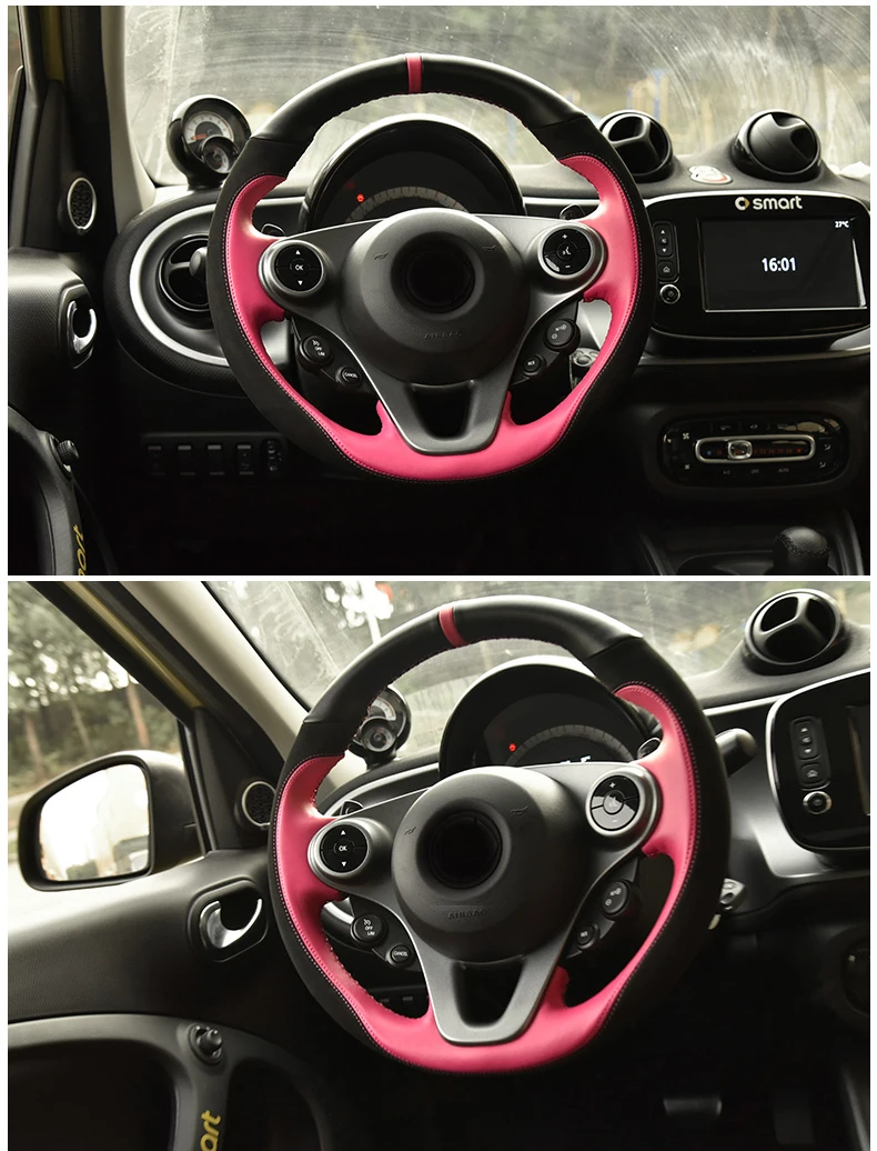 Lsrtw2017 Хомут кожаный чехол рулевого колеса автомобиля для smart fortwo w453 c453 a453