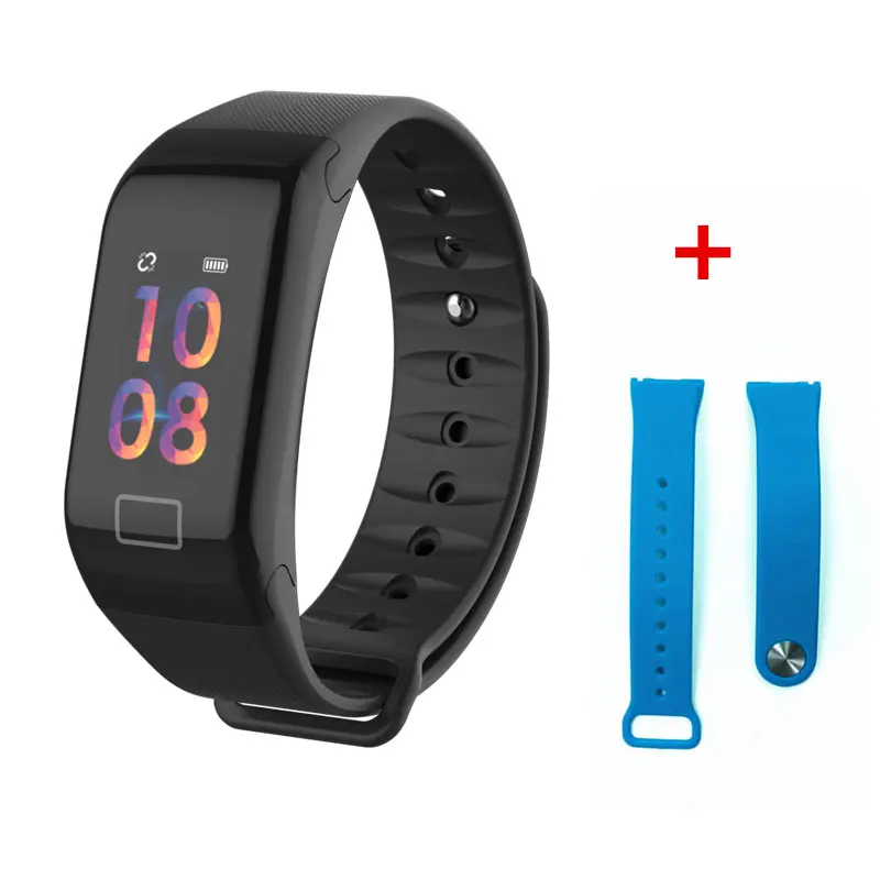 Black and Blue strap Умный Браслет, измеритель артериального давления, кислородный пульсометр, фитнес-браслет, водонепроницаемый, gps, фитнес-трекер, часы, шагомер, для женщин и мужчин - Цвет: Black and Blue strap
