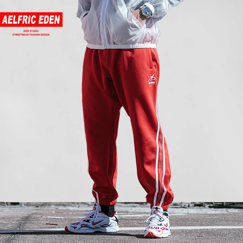 Мужские спортивные штаны aelfrec Eden уличные брюки Харадзюку в полоску с боку стиле