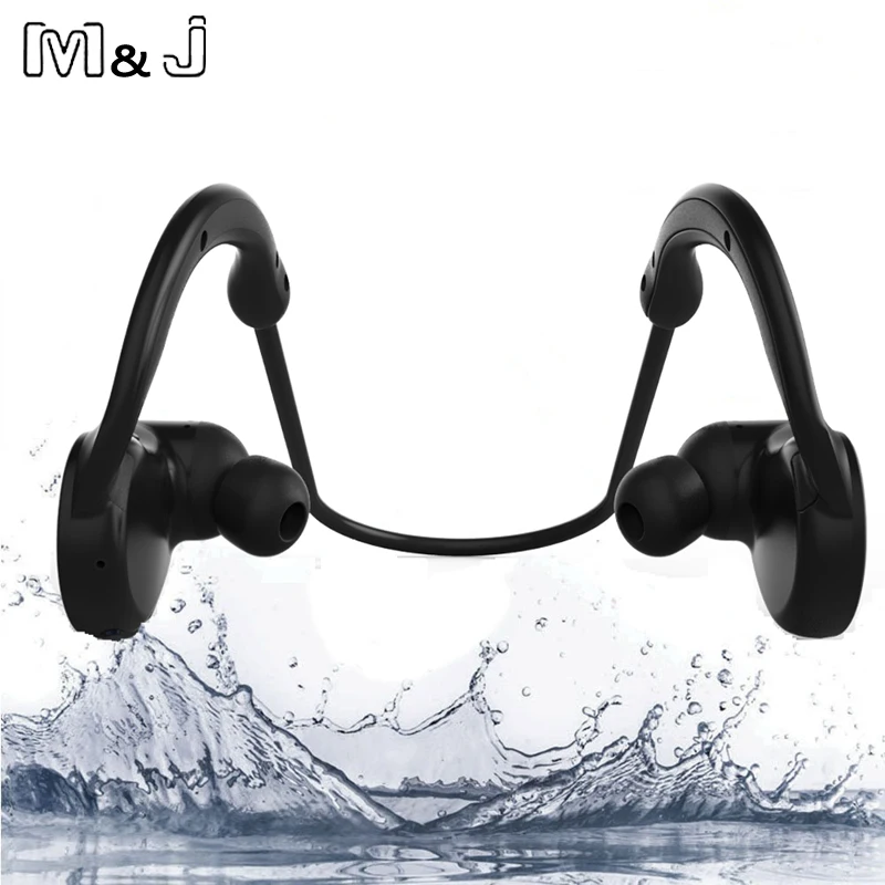 M &amp J IPX7 Водонепроницаемая беспроводная Bluetooth-гарнитура спортивные