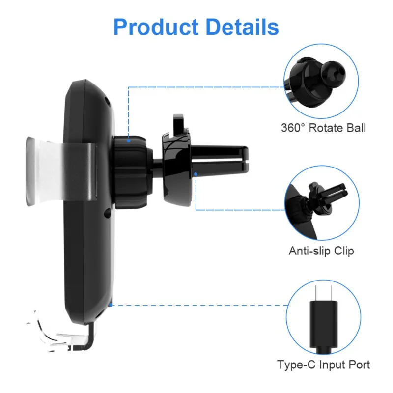 Беспроводное Автомобильное зарядное устройство с гравитационным датчиком