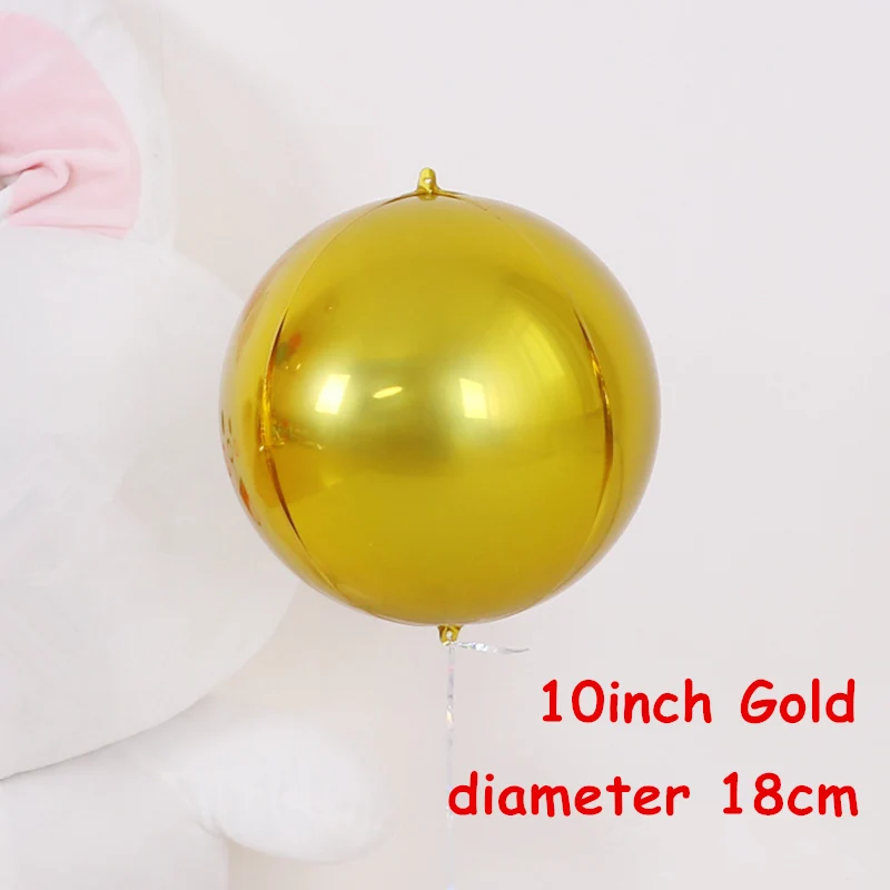 20pcs/lot 10Inch Rose Gold Silver 4D Round Sphere Shaped Small Foil Balloons Baby Shower Wedding Birthday Party Decorations - Цвет: 4D Gold
