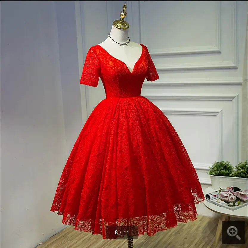 Vestido De Noiva Новое поступление Красное Кружевное бальное платье свадебное с