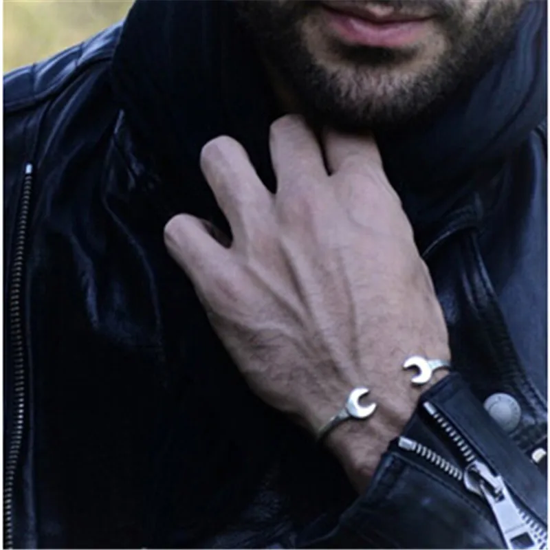 Винтаж Рок из нержавеющей стали инструменты мотоцикл механический браслет для