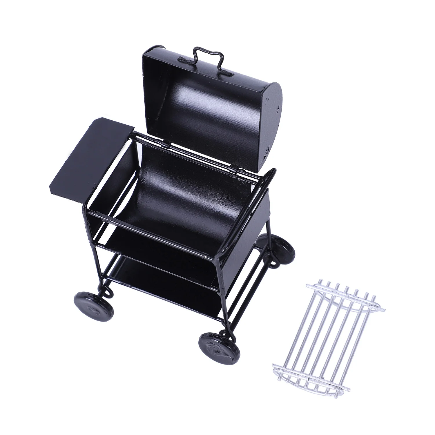 JEYL 1:12 Dollhouse Miniatures Mini Picnic Barbeque BBQ Roasting Oven Metal Kicthenware Accessories Black