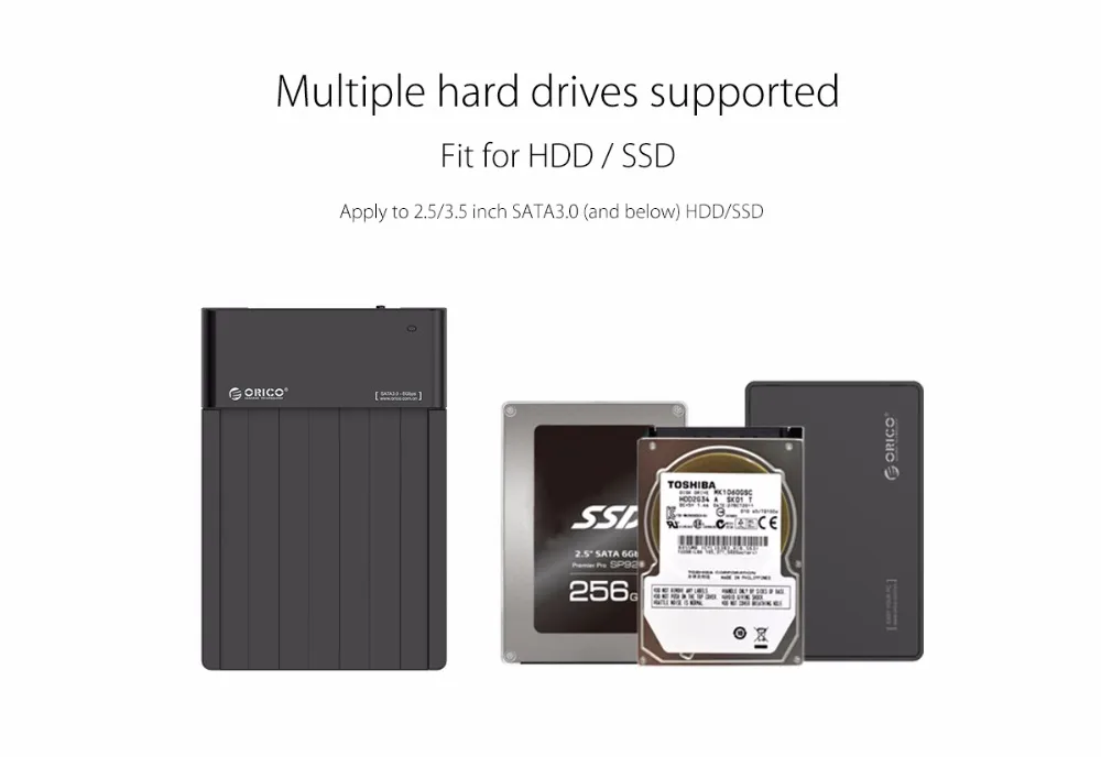 ORICO 6518US3-V2 супер скорость USB 3,0 HDD и SSD док-станция для 2,5& 3,5 дюймовый жесткий диск SATA поддержка 4 ТБ HDD-черный