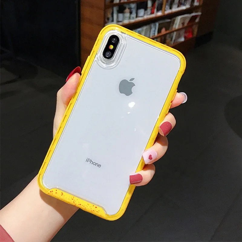 Карамельный цвет, волнистая оправа, противоударный чехол для iphone 11 XS Max XR 6 6s 7 8 Plus, прозрачный TPU+ PC, жесткий защитный чехол для телефона