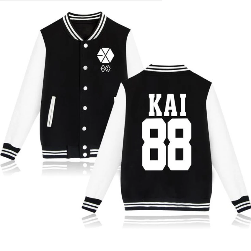 Бейсбольная Униформа Moletom KPOP EXO флисовая куртка для женщин и мужчин блестящая