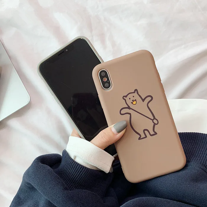 Корейский милый чехол с мультяшным медведем для Iphone Xs Max Xr мягкий силиконовый из