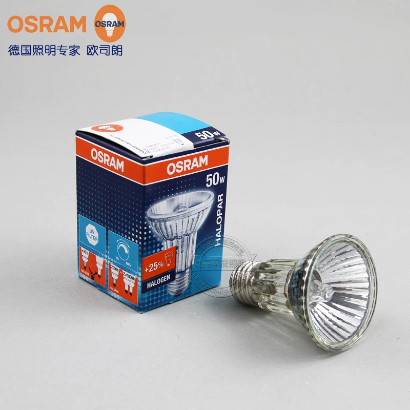 Для OSRAM HALOPAR 20 ALU 64832 FL 50W галогенная лампа, 64832FL 230V E27/ES прожектор 30 градусов, PAR20 отражатель с регулируемой яркостью 220 V-240 V лампа