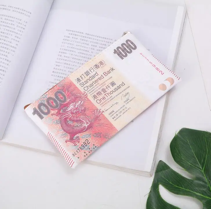 Длинный кошелек с рисунком валюты, кошелек для монет на молнии, кошелек для хранения, посылка, доллар, Стерлинговое Серебро, евро, рубль, стильный кошелек - Цвет: 6