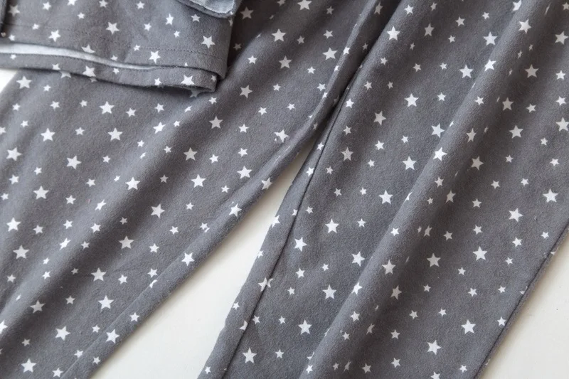 Женские пижамы из хлопка, 2 предмета, пижамы с длинными рукавами, брюки, одежда для сна, осенне-зимняя Пижама, Женская домашняя одежда с рисунком