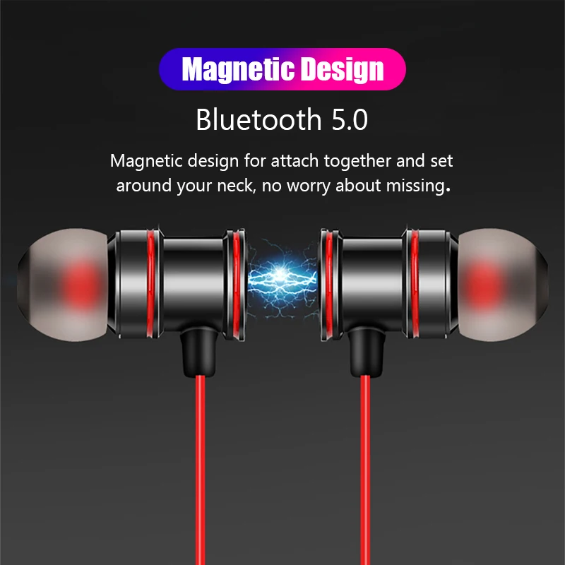 Магнитные Bluetooth наушники спортивные шейные беспроводные 5 0 TWS с шумоподавлением